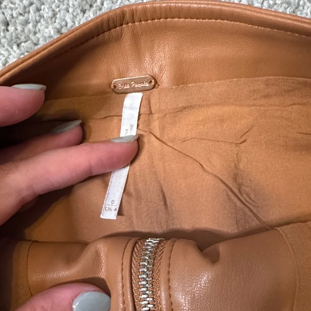 Tan Leather Mini Skirt